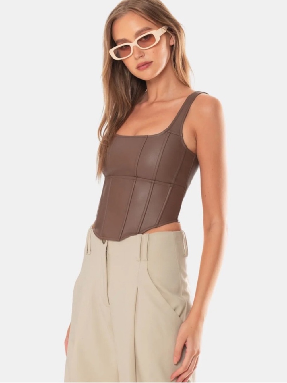 OW Collection | Leather Corset Top Lace Up Bustier Style Festival Rodeo Revolve
